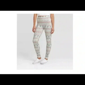 Wondershop Women's Llama Fair Isle Holiday Seamless Fleece-Lined Leggings- L/XL